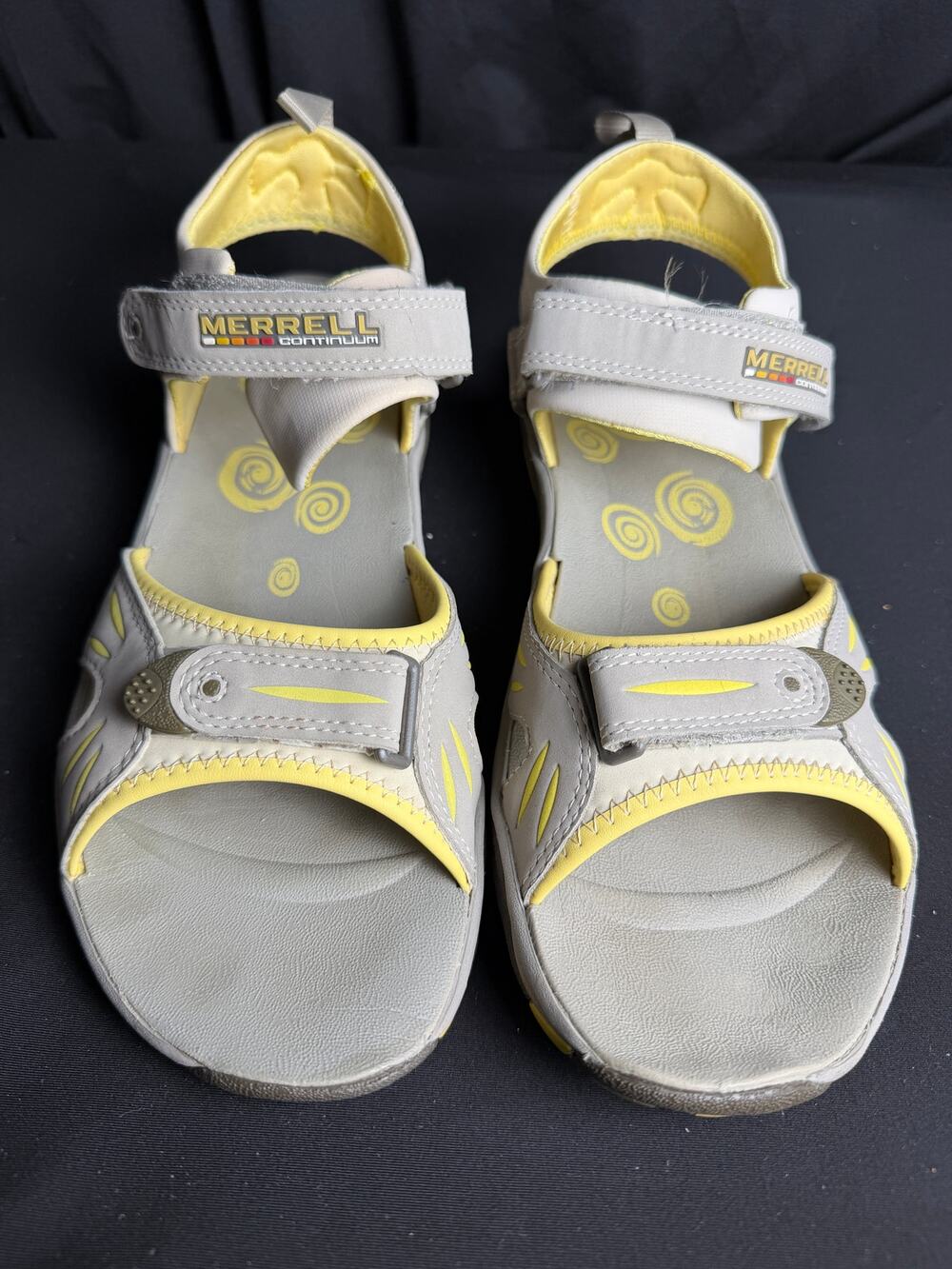 Merrell Continuum Vibram Hiking Trail Sandals Grey Yellow Womens